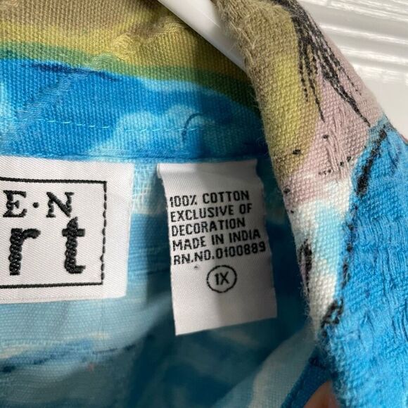Y2K Vtg Keren Hart Womens Cotton Artsy Jacket 1X Abstract Lightweight Button Up - Picture 6 of 7